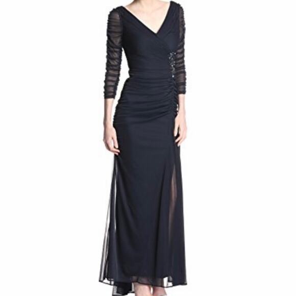 Adrianna Papell Occasions Blue Rushed Gown Dress  Jewels size 6 - Picture 14 of 14